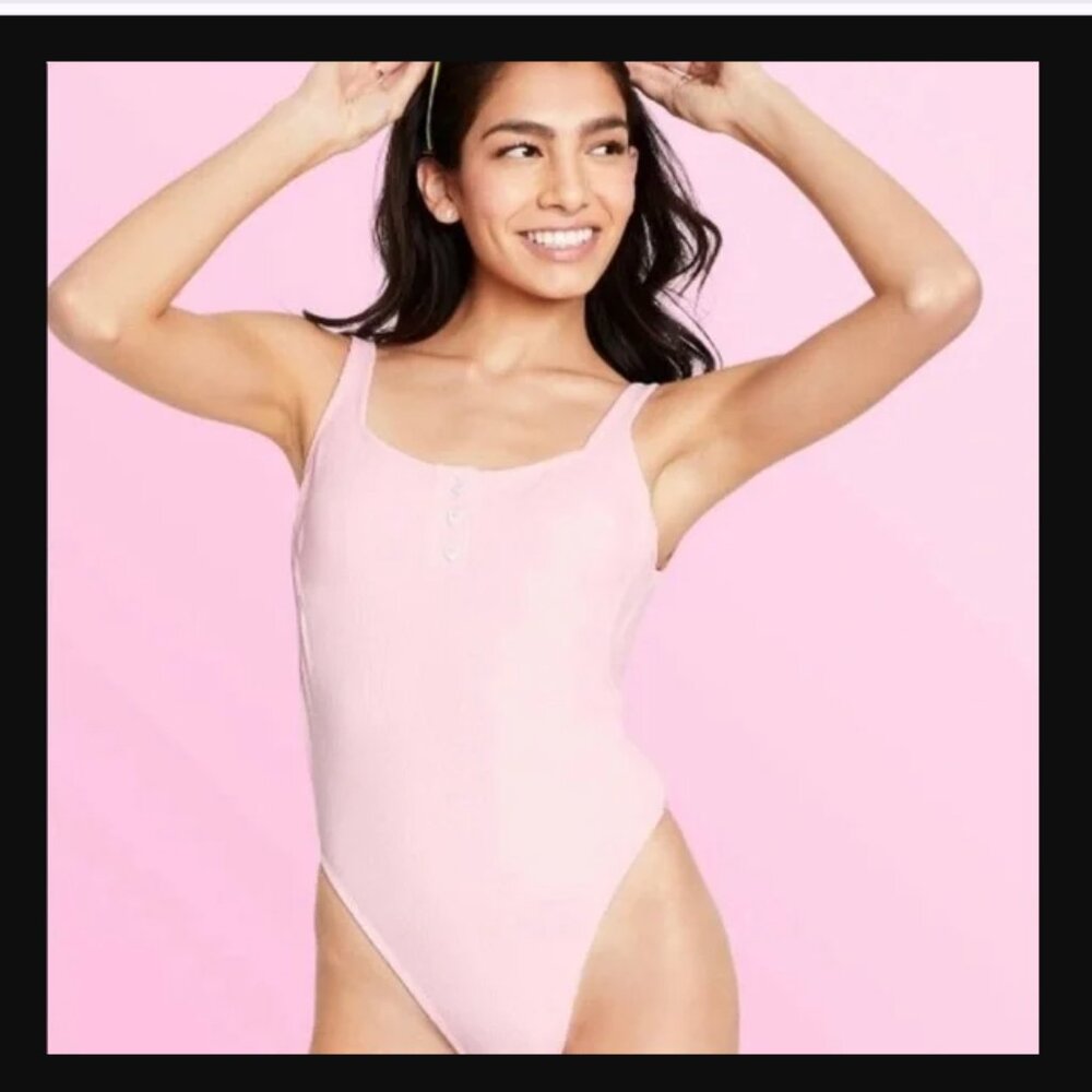 Stoney Clover X Target Pink Rubbed Cheeky High Leg One Piece Swimsuit NWT Sz XS